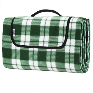 Picknickdecke, Detex, XXL 200x200 cm Wasserdicht Wärmeisoliert 4-6 Personen Karo/Grün grün 200 cm x 200 cm