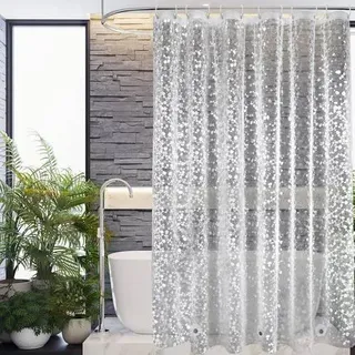 Duschvorhang Transparent 180x190cm Wasserdicht mit Magnet & Gewicht