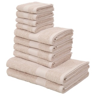 my home Handtuch Set »Melli«, Walkfrottee, (Set, 10-tlg), Handtuchset in dezenten Farben, Baumwoll-Handtücher beige
