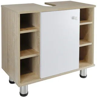 stabilo-sanitär Waschbeckenunterschrank `Berta` Holz/Eichen Optik eintürig, mit Seitenfächern