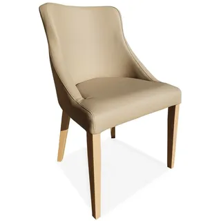 Beige Echtleder Stühle TOLO Esszimmer Sessel Echt Leder Sessel Stuhl Lederstühle