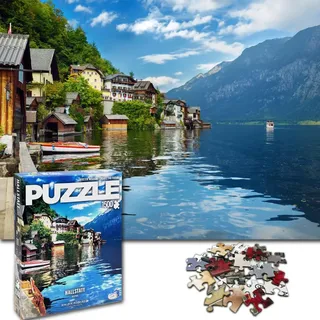 Universal Castle Welt Fotopuzzle - Hallstatt Austria - Landschaft Puzzle 1500 Teile Geduldsspiel Erwachsene Impossible Klassische XXL Puzzles Geschenk
