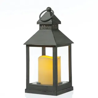 MARELIDA LED Laterne mit Kerze flackernd H: 23cm Batteriebetrieb grau