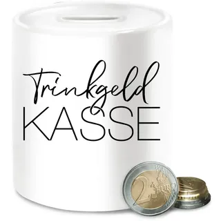 Shirtracer Spardose Spardose Trinkgeldkasse I Trinkgeld Arztpraxis I Friseur Tip, (1-tlg), Trinkgeld weiß