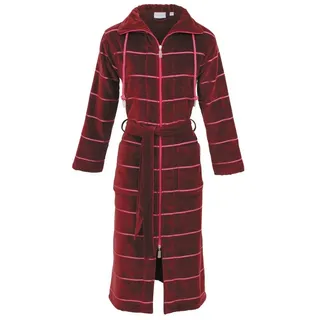 Carl Ross Damenbademantel 522400, Langform, Velours, Stehkragen, 2-Wege Reißverschluss rot 40/42