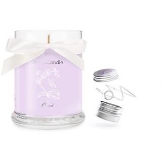 JuwelKerze Thai Orchid + Armband Silber - Schmuckkerze 40 Std - Duftkerze im Glas mit exotischem Duft - Kerze mit Schmuck - Geschenke für Frauen, Geburtstag