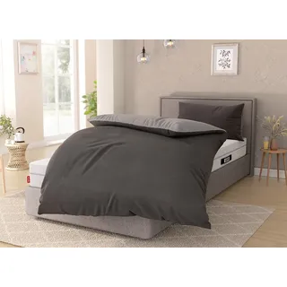 Bett1.de BODYGUARD Flanell Silber/Anthrazit 135 x 200 cm + 40 x 80 cm