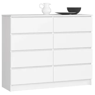 akord furniture factory AKORD K120 Weiß 120 cm 8 Schubladen B120 x H99 x T40 cm