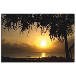 Leinwandbild ARTLAND "Sonnenaufgang" Bilder Gr. B/H: 90 cm x 60 cm, Afrika Querformat, 1 St., orange Leinwandbilder