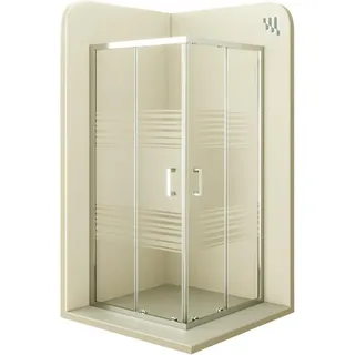 iflair DK77 Eckdusche mit Schiebetüren 80 x 80 cm weiß teilsatiertes Sicherheitsglas
