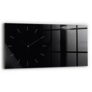 Tulup Wanduhr Glasuhr Rechteckige Wanduhr 60x30 cm Uhr aus Gehärtetem Glas schwarz