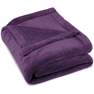 CELINATEX Flauschige Kuscheldecke 150 x 200 cm lila Decke Sofa warm Wohndecke weich Mikrofaser Fleece Oeko-TEX Montreal