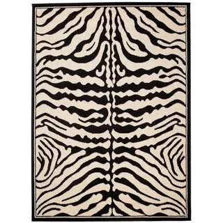Tapiso Atlas Kurzflorteppich 70 x 130 cm Schwarz/Creme