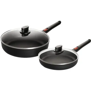 Pfannen-Set WOLL MADE IN GERMANY "Eco Lite QXR", schwarz, H:7cm Ø:28cm, Pfannen, Abnehmbarer Stiel, Antihaftbeschichtet