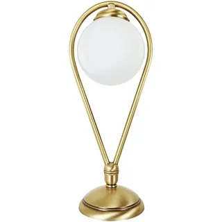 Tischlampe Tischleuchte Jugendstil H: 38 cm Messing Glas E14 in Bronze Weiß