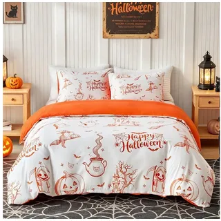 LuxusKollektion Bettwäsche Bettwäsche Halloween Kürbis Katze Orange Doppel