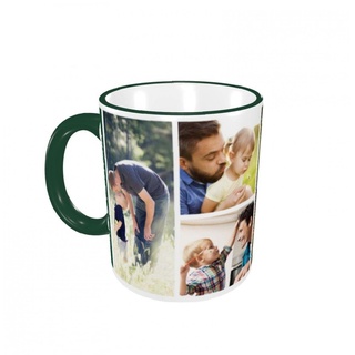 Naispanda Personalisierte Tasse Mug - Individuelle Kaffeetasse mit Foto Collage Text Personalisieren Sie Geschenke für Papa - The Best Daddy in The World - Geburtstag Geschenke - Forest Green