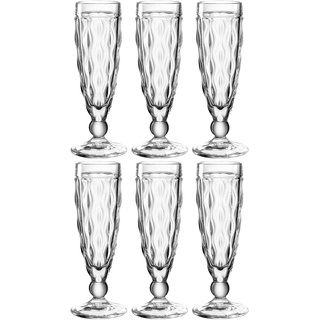 Leonardo Brindisi Sekt-Gläser 6er Set, spülmaschinenfeste Prosecco-Kelche, Champagner-Glas mit Stiel, Facettenschliff-Kelchgläser, 140 ml, 021595