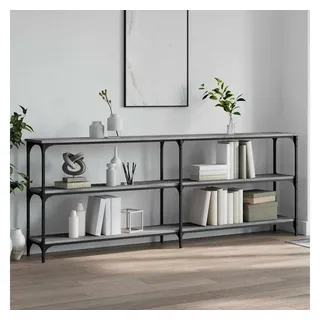 furnicato Konsolentisch Eleganter 200 x 29 x 75 cm in Grau Sonoma (1-St), Stabiler Beistelltisch mit Stauraum und verstellbaren Metallbeinen grau 29 cm x 75 cm x 200 cm