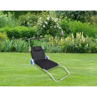 VCM Sonnenliege 165 x 65 x 16 cm Schwarz