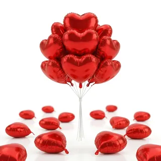 20 Stück Herz Folienballons Rot, Herzluftballons, Helium Ballons Luftballon | Herz Luftballon Dekoration, Herzluftballons für Geburtstag, Hochzeit, Muttertag, Valentinstag Party (18 Zoll)
