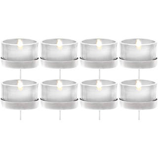 8X Kerzenhalter weiß/klar Teelichthalter Teelichtgläser Kerzenhalter zum Stecken Kerzenpicks für Adventskranz 5cm