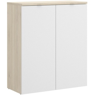 Dmora Mehrzweckschrank Gaviola, niedriger Multifunktionsschrank, Schrank mit 2 Türen, 79 x 40 x 96 cm, Weiß und Eiche