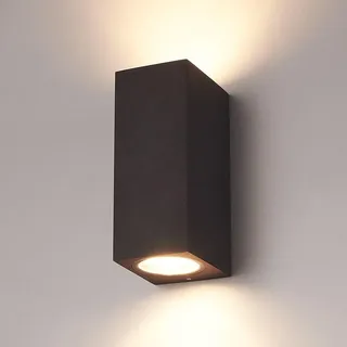 HOFTRONIC Selma - Außenwandleuchte Schwarz | Up and Downlight | 2x GU10 Fassung Dimmbar | Eckig Aluminium | IP65 wasserdicht | Außenlampe Wand für Garten, Flur, Badezimmer und Wohnzimmer