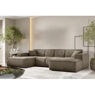 Wohnlandschaft Sofa U-Form CESINA XS in Stoff Opera Velvet Taupe - Taupe
