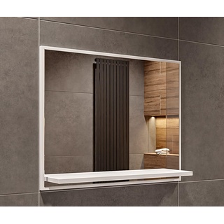 HAJDUK FURNITURE Badspiegel mit Ablage Weiß - H:50 x B: 60 cm - Bathroom Mirror - Moderner Badezimmer Spiegel Rechteckig - Wandspiegel mit Regal - Premium-Linie