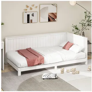 MODFU Schlafsofa Einzeltagesbett aus Holz, Kinderbett, Kinderbett 90*200 cm, ohne Matratze weiß