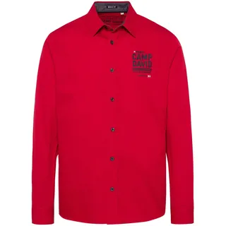 CAMP DAVID Strukturiertes Langarmhemd mit Rubber Prints rot 4XL