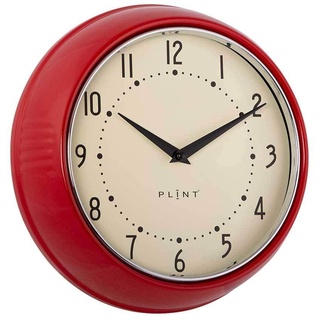 Vintage Home Plint Retro Wanduhr Uhr Küchenuhr Dänisches Design Wall Clock Metall Rot