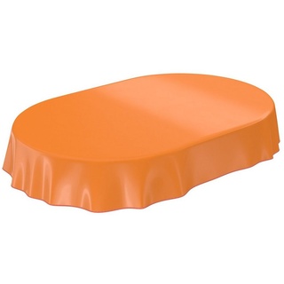 ANRO Tischdecke Tischdecke Uni Orange Einfarbig Glanz abwaschbar Wachstuch Wachstuchti, Glatt rot Oval - 140 cm x 200 cm