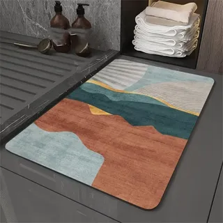 Songtt Licht Badezimmerteppich Badematte rutschfest, Bathroom Mat Mats, Diatomite Stone Bath Mat, Badezimmer Teppiche, Duschvorleger Schnelltrocknend, FußMatte Badezimmer Duschmatte Stein 50x80cm