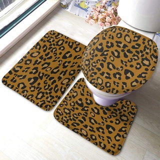Set 3 Teilig Badvorleger Leopard Tiermuster Pelz Mode Punkt Haut Teppich Dekorative Langlebige Wc-Deckelbezug, Für Badewanne, Wohnzimmer