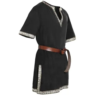 Generisch Mittelalter Tunika Herren 6XL, 4XL, M Leinen Kurzarm Blue, Black Einfarbig Sommer Freizeit (Casual) Männer Hemd, Tunika