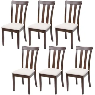 Mendler Esszimmerstuhl HWC-G46 Stoff beige 6er Set
