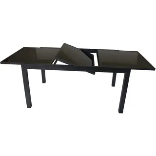DEGAMO Ausziehtisch Torino XL 180/240x100cm, Aluminium anthrazit + Glas schwarz