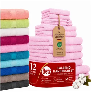 Betz Handtücher 12-TLG. Handtuch-Set Palermo, 100% Baumwolle (Set, 12-St) rosa