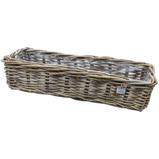 Rattan Pflanz Korb rechteckig mit Folie - 58 x 18 cm - Fensterbank Blumen Kasten