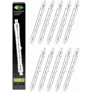 CLAR - Halogen Leuchtmittel 200W R7S 118mm Dimmbar, Halogenstab 78mm, Leuchtmittel R7S, Ersatz Für Halogenstäbe (Pack 10)