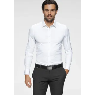 Businesshemd OLYMP "Level Five body fit" Gr. 43, N-Gr, weiß Herren Hemden Langarm in Jersey Qualität