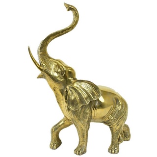 Casa Padrino Luxus Bronzefigur Elefant Gold 50 x 25 x H. 70 cm - Bronze Skulptur - Dekofigur - Deko Accessoires - Luxus Kollektion