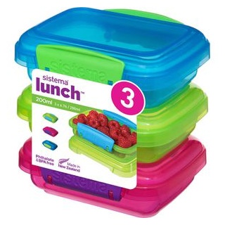 Sistema Lunchbox Lunch 41524, Kunststoff, Brotdose, blau / grün / pink, Set, 200 ml, 3 Stück
