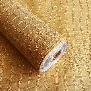 Zeeko Goldtapete, 45 x 60 cm, Krokodil-Struktur, 3D, Wasserfest, Luxuriös, Art-Deco, Schlafzimmer