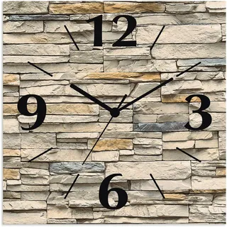 Wanduhr ARTLAND "Braune alte Ziegelmauer", beige (natur), B:30cm H:30cm T:0,3cm, Wanduhren, Wanduhr, wahlweise mit Quarz- oder Funkuhrwerk, lautlos ohne Tickgeräusche