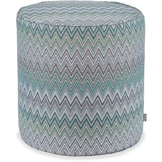 H.O.C.K. Sitzhocker H.O.C.K. Pablo Outdoor Hocker Pouf rund mit Keder ø45x45cm blue sun, Hocker, Sitzhocker, Pouf Hocker, Barhocker - wetterfest, vielseitig blau|bunt