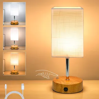 TRUMPETS Kabellos Akku Nachttischlampe Touch Dimmbar 3 Farbtemperaturen Stufenloses Dimmen, nachtlicht dimmbar ohne kabel USB-C 6000mAh für Wohnzimmer, Schlafzimmer und Geschenke(ohne Adapter)