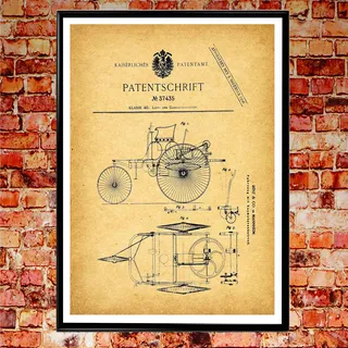 WallBuddy First Car Patent Print Mercedes Benz Auto Poster Mercedes Poster Mercedes Geschenk Mercedes Besitzer Vintage Mercedes Benz Vintage Car Decor WB331 (8.3 x 11.7 (A4), Vintage)